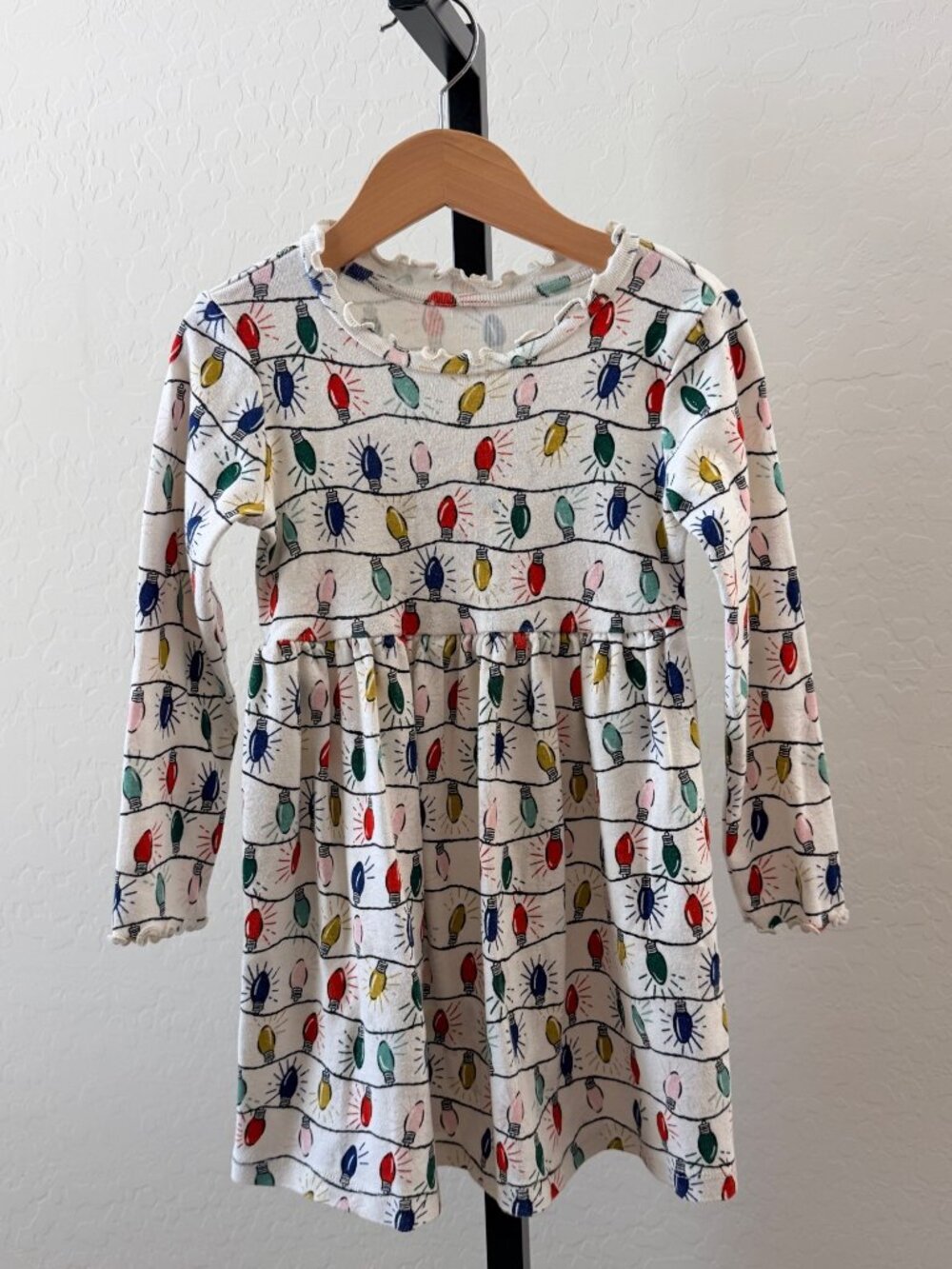 Hanna Andersson Christmas Lights Long Sleeve Dress sz 5